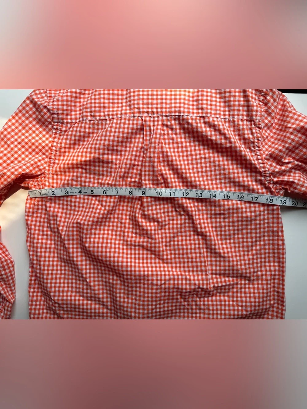 Ralph Lauren Boys Button Down Shirt Orange Gingham Check Sz XL 18-20 Pony Logo